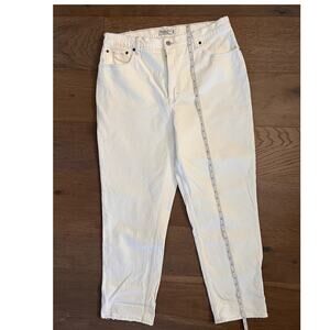 Abercrombie Fitch 90s Straight Ultra High Rise Jean 33/16R OFF WHITE STRETCH EUC